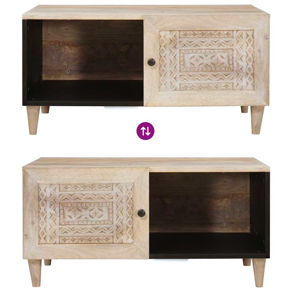 Coffee Table with Shelf Beige 80 x 50 x 40 cm Solid mango wood